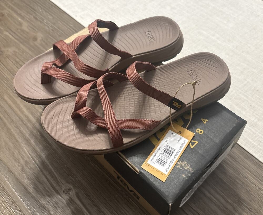 Teva Women's Size 5 Tirra Traveler Flip Flop Sandals mahogany